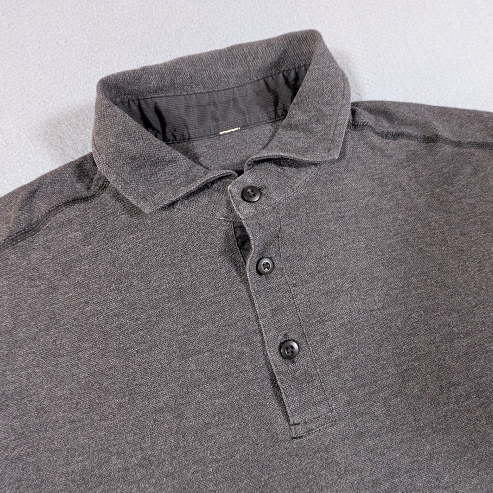 Lululemon Polo Shirt Mens Medium Gray Short Sleeve Athletic Golf Top